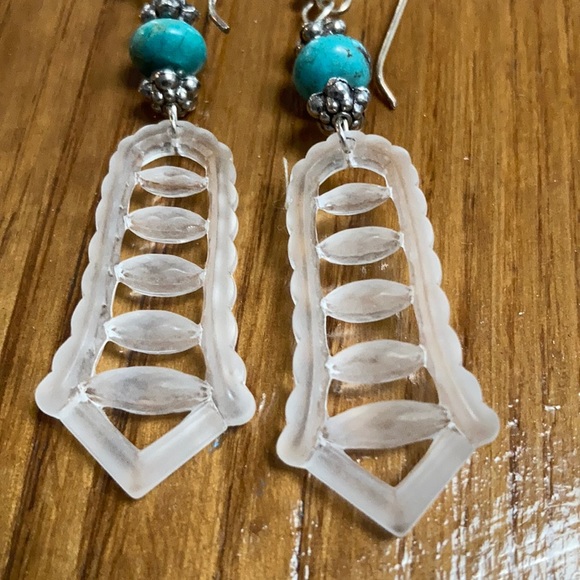 Lucite and Turquoise Earrings - Picture 3 of 3